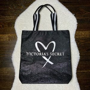 Victoria’s Secret Black and Silver Glitter Tote Bag